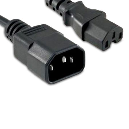 ENET Enet C14 To C15 10Ft Black Power Extension Cord 14 Awg 15A Nema C14C15-10F-ENC